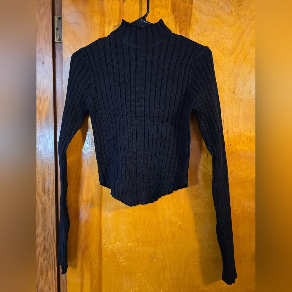 NWT ALTAR'D STATE Black Ribbed Long Sleeve Sweater, XL